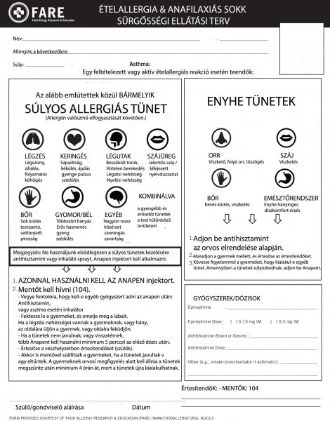 Dukumentum vészhelyzetre szükséges információkkal és adatokkal