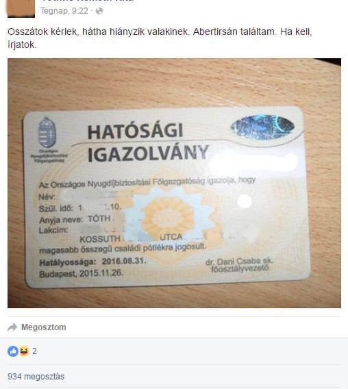 Igazolvány megosztva