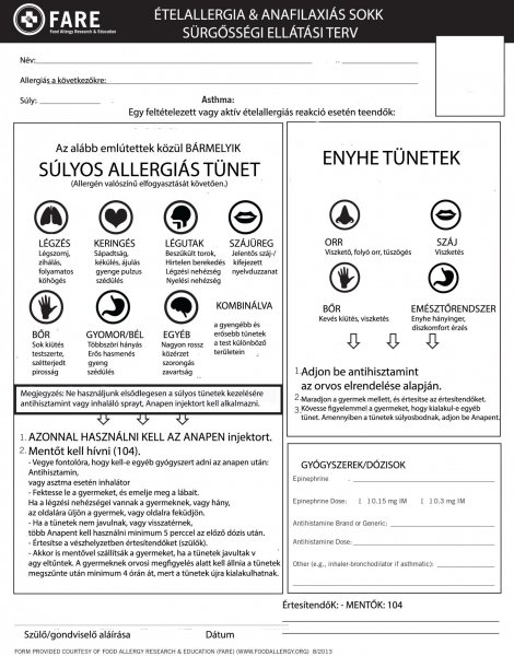 Ezt a dokumentumot lehet használni, hogy könnyen átláthatóvá tegyük, milyen reakció esetén mit kell tenni.